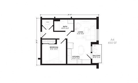 a floor plan of a house with a bedroom and a living room